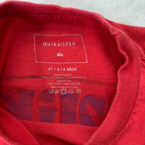 Quicksilver Boys Toddler 4T US 4 Red Logo Short Sleeve Tee TShirt - Picture 3 of 5
